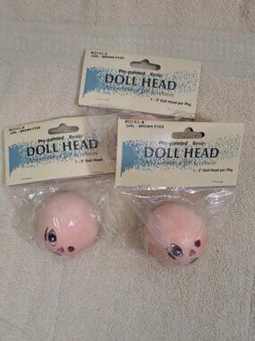 NWT, Lot Of 3,Pre Painted Resin doll heads 2" Wangs Int. BQ565F Doll Making Part